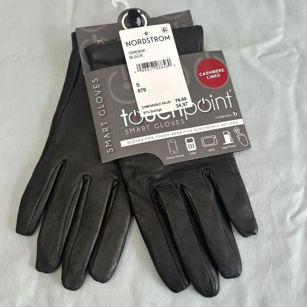 Touchpoint Smart Gloves Cashmere Lined Leather gloves Black Small